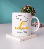 Antrenör Tasarımlı Kişiye Özel Hediye Antrenör Kupa Bardak ve Taş Bardak Altlığı Hediye Seti