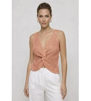 Twist Knot Detaylı Premium Kadın Triko Bluz – V Yaka Örgü Dokulu Şık Crop Tasarım