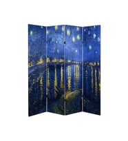 Van Gogh 4 Kanatlı Oda Bölücü Çift Taraflı Kanvas Paravan