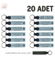 Gök Mavi & Yeşil, Öğrencilere Özel Dönem Sonu Hatırası, İsim Yazılabilen Anahtarlık 20' li Set (Gök Mavisi)