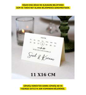 Takvim Masa Kartı - Nişan Konsept - Nikah Konsept - 10 Adet 11x16cm