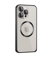 Northcity iPhone 15 Pro Max ile Uyumlu Metal Bumper Kılıf - Magsafe Destekli Siyah