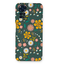 Xiaomi Redmi Note 11 Pro  Uyumlu Lansman Kılıf Çiçek Tasarımlı İçi Kadife Kapak-Yeşil (Şeffaf)