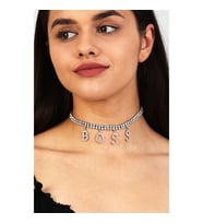 Kadın Boss Model Zirkon Taşlı Gümüş Pırlanta Abiye Düğün Nişan Gelin Söz Kına Tasma Gerdanlık Choker