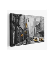 New York Sokakları Ve Sarı Taksi Yağlıboya Görünüm Kanvas Tablo-3552