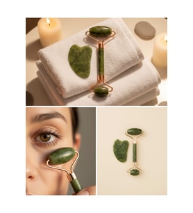 Yeşim Taşı Yüz Bakım Seti Çift Başlıklı Roller ve Gua Sha