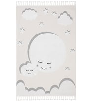 Koza Halı Sparkle Krem Gri Anne Çocuk Bulut Figürlü Çocuk Odası Halısı 133x190 33446A