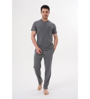 Mecit 2981 Füme Büyük Beden Kısa Kollu Erkek Pijama Takımı