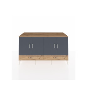 Kronos Konsol 6 Raflı 2 Çekmeceli 4 Kapaklı 176x59x99 Çam-Antrasit/Çam