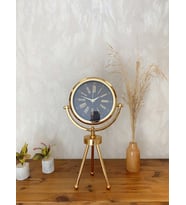 Gold Metal Mini Tripod Zarif Masa Saati 45×26 Cm