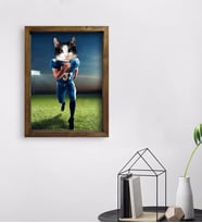 Evcil Dostlara Özel Amerikan Futbolcusu Tasarımlı Portre Doğal Masif Ahşap Çerçeveli Tablo 45x65cm-5