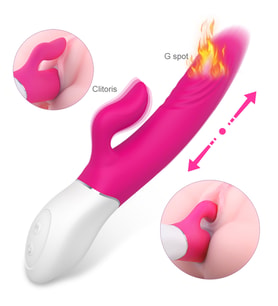 Lighters Şarjlı Isıtmalı İleri Geri Hareketli ve Güçlü Titreşimli 2 in 1 Rabbit Vibratör