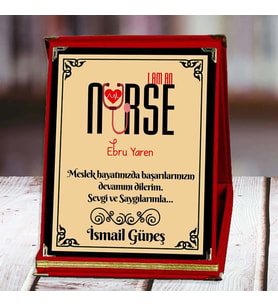 Hemşire Baskılı Plaket (4. Tasarım)  Kişiye Özel (Kırmızı)
