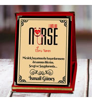 Hemşire Baskılı Plaket (4. Tasarım)  Kişiye Özel (Kırmızı)