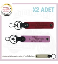 Motosiklet Aşıkları İçin İsim Plaka ve 0 Rh (+) Kan Grubu Yazılı x2 Anahtarlık Set, Kırmızı-Pembe-SK (Çok Renkli)