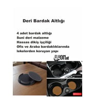Deri Bardak Altlığı 4 Adet Bardak Altlığı Yuvarlak Tasarım Ofiste Evde Masanızı Tamamlayıcı Bardak