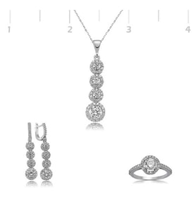 Gümüş Sıralı Dört Taş Bayan Set