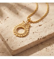 FerizZ Altın Kaplama Arpalı Lale Model Çeyrek Çerçeve Kolye Ucu TGR-361 (Gold)