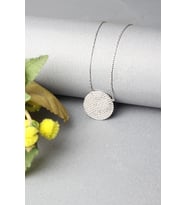 Yuvarlak Kolye Zirkon Taşlı 925 Ayar Gümüş Kolye (Silver)