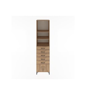 Hyperion Dolap 3 Raflı 5 Çekmeceli 2 Kapaklı 60x44x243 Çam-Çam