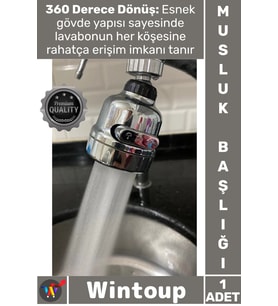 #Musluk Aparat Esnek Tazyikli Krom 3 Fonksiyonlu Mutfak Lavabo Başlığı 360 Derece Döner Musluk Ucu