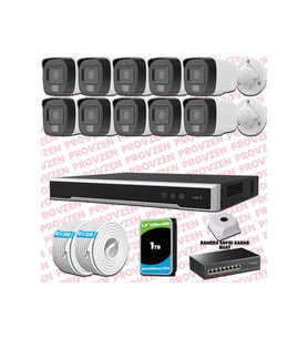 Provzen Hikvision 10 Kameralı IP Full HD Renkli Güvenlik Kamerası Mikrofonlu
