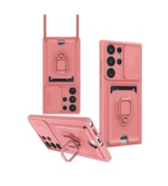 Durukar® Samsung Galaxy S25 Ultra Kılıf Zuma Kartvizitli Yüzüklü Silikon - Pembe