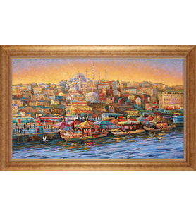 Çerçeveli Paspartulu Manzara Tablo ah867 (Gold)