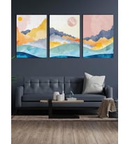 Soyut Manzara Desenli Kanvas Tablo Seti 3 Adet x 40x55cm (Karışık)