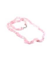 HAKİKİ DOĞAL KIRIK TAŞ PEMBE KUVARS TAŞI KOLYE 1.KALİTE