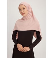 Wafa A1121 Mat Saten Pano Jakarlı Eşarp 110x110cm - Bej (Somon)