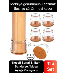#Keçe Keçeli Şeffaf Silikon Zemin Koruyucu Sandalye Masa Ayağı Parke Çizmez 4'lü Set Kılıf Esnek