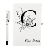 Hediye Kişiye Özel Hazırlanmış Beyaz Defter ve Kalem Seti