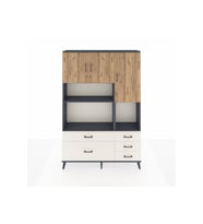 Arges Dolap 8 Raflı 5 Çekmeceli 3 Kapaklı 132x30x195 Antrasit-Çam/Aytaşı