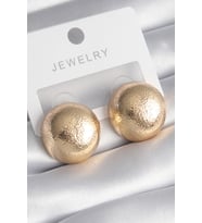 Pirinç Gold Renk İşleme Detay Top Model Kadın Küpe