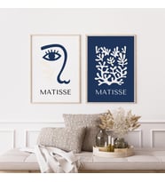 Mavinin Güzelliği Matisse Duvar Tablosu Çerçeveli 2'li Set Ahşap Renk 35 x 50 Boyut/Ebat (Çok Renkli)