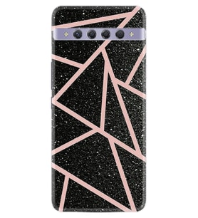 Tcl 10 Plus Kılıf Excode Desenli Silikon Kılıf Excode Pembe Şeritli Mermer 1312