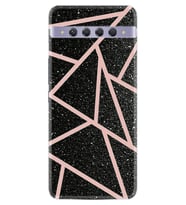 Tcl 10 Plus Kılıf Excode Desenli Silikon Kılıf Excode Pembe Şeritli Mermer 1312