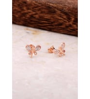 Kelebek Rose Gümüş Küpe 4804