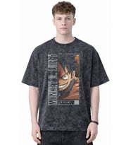 Tasarım Monkey D. Luffy One Piece Anime Baskılı Unisex Oversize Eskitme Yıkamalı Tişört