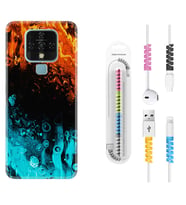 Tecno Camon 16 18P Pova 3 Pova Neo Kılıf Kablo Koruma Spiral Silikon Orange Blue Color 1665