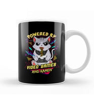 Powered By Video Games & Ramen Anime Cat Kupa Bardak Porselen