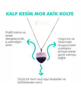 Doğal Taş MOR AKİK Kalp Kesim İster Kolye İster Anahtarlık