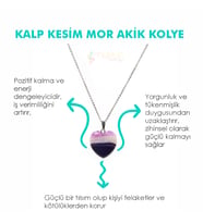 Doğal Taş MOR AKİK Kalp Kesim İster Kolye İster Anahtarlık