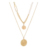 Chavin 2 Katmanlı Antik Para Gold  Alloy Bayan Zincir Kolye en28