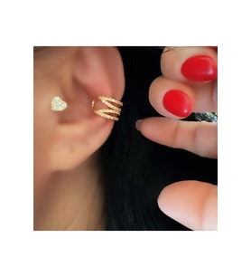 ZİRKON TAŞLI KISTIRMALI KIKIRDAK KÜPE GOLD ACR2545