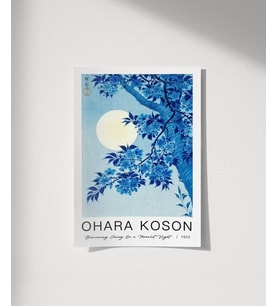Çerçevesiz Poster Ohara Koson Mehtaplı Gecede Çiçek Açan Kiraz