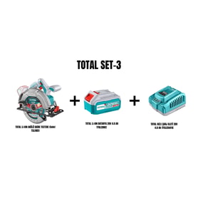 Total Set-3 (TOTAL LI-ION AKÜLÜ DAİRE TESTERE+LI-ION BATARYA 20V 4.0 AH+HIZLI ŞARJ ALETİ 20V 4.0 Ah)