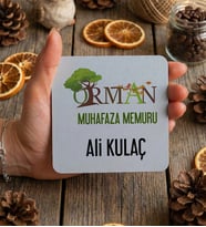 Kişiye Özel Orman Muhafaza Memuru Bardak Altlığı  Hediyesi (Beyaz)