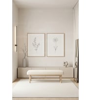 Minimalist Doğal Bitki Çizimleri 2’li Ahşap Çerçeveli Tablo Seti